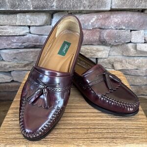 BASS Men's Burgundy Leather LOAFER Kiltie Tassel 10.5 EE Slip On Shoes Brazil